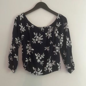 Off shoulder floral embroidered top